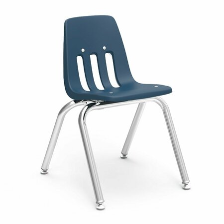 VIRCO 9000 Series 14" Classroom Chair, Kindergarten - 2nd Grade with Nylon Glides - Navy Seat 9014